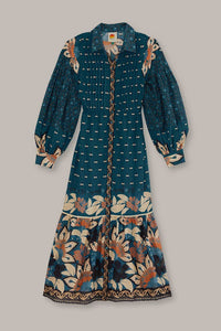 Robe midi Ainika Chill à rayures en coton - Bleu