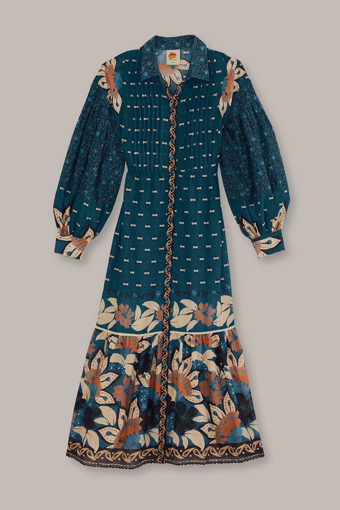 Robe midi Ainika Chill à rayures en coton - Bleu