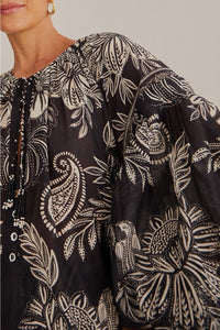 Blouse Paisley Bloom en coton - Noir