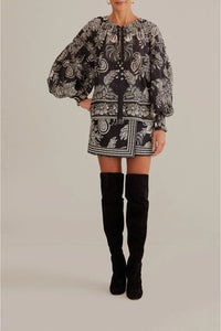 Blouse Paisley Bloom en coton - Noir