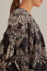 Blouse Paisley Bloom en coton - Noir