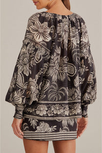 Blouse Paisley Bloom en coton - Noir