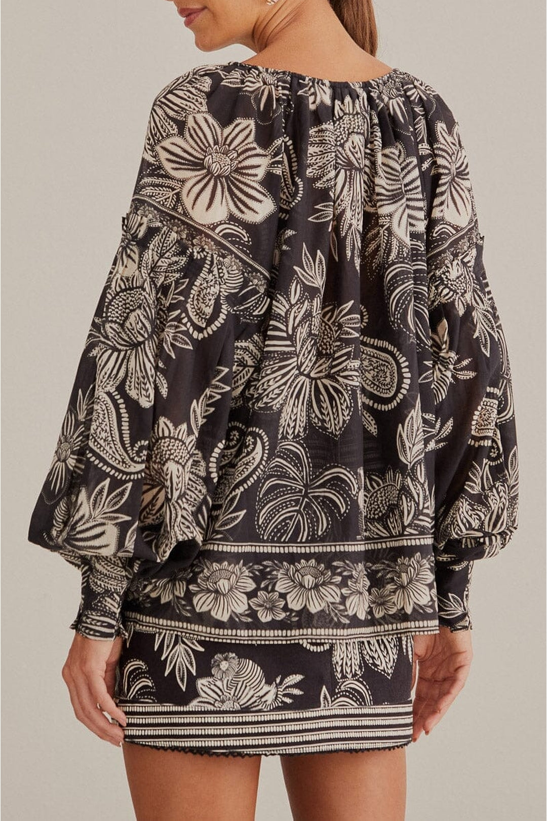 Blouse Paisley Bloom en coton - Noir