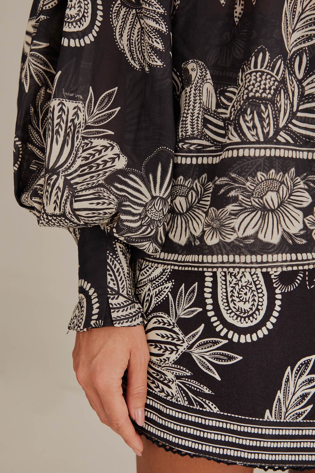 Blouse Paisley Bloom en coton - Noir