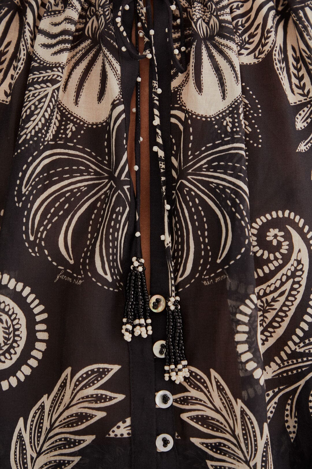 Blouse Paisley Bloom en coton - Noir