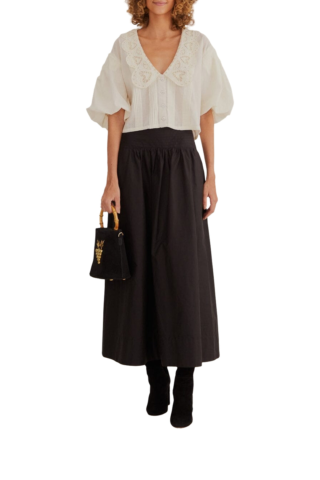 Chemise Richillieu à grand col - Blanc