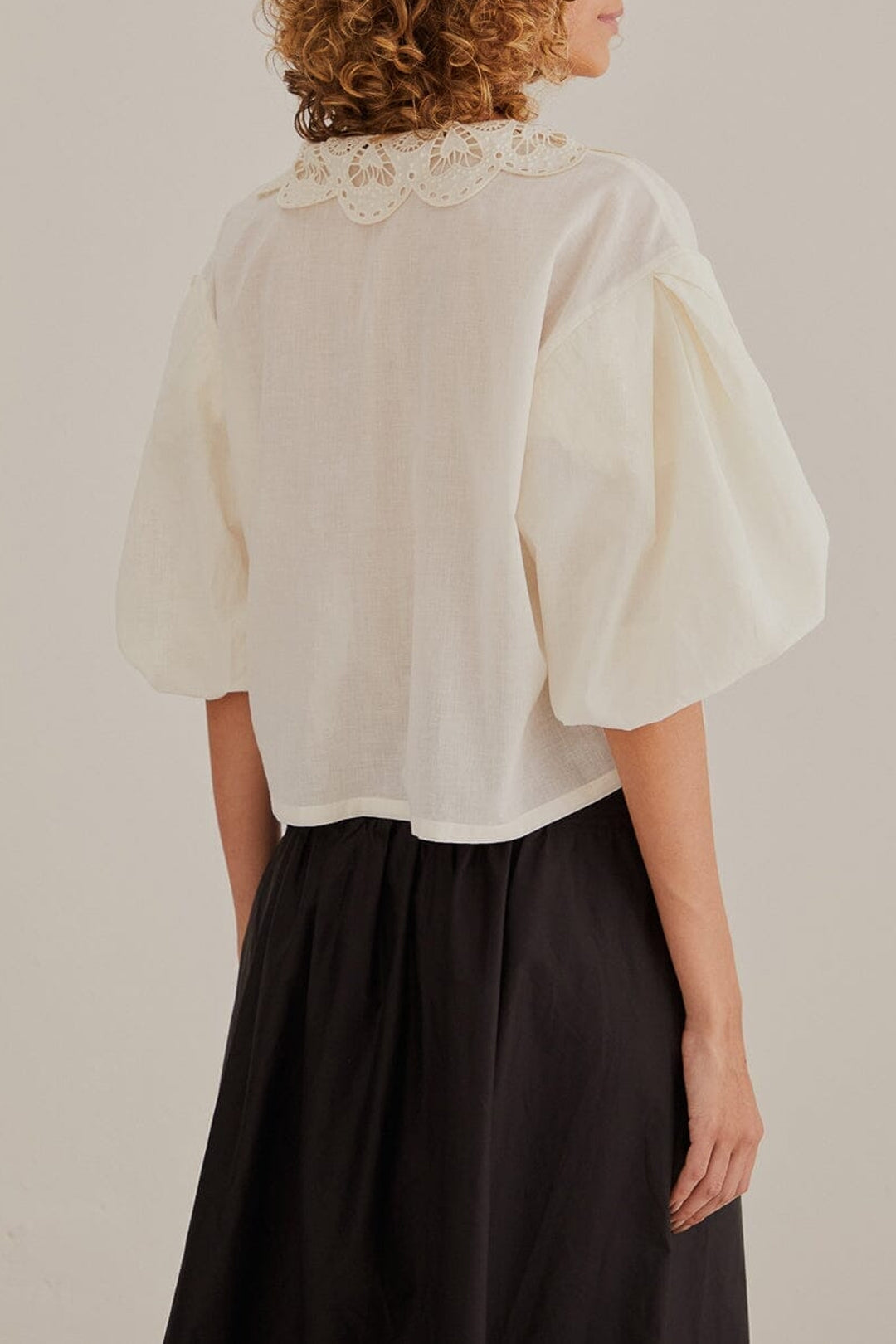 Chemise Richillieu à grand col - Blanc