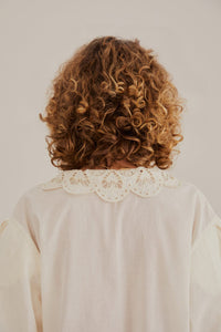 Chemise Richillieu à grand col - Blanc
