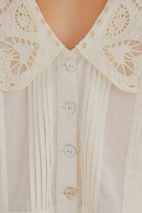 Chemise Richillieu à grand col - Blanc