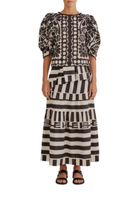 Blouse à manches bouffantes Palermo en coton - Noir