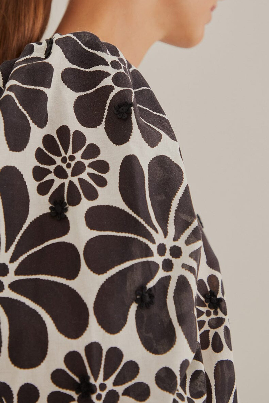 Blouse à manches bouffantes Palermo en coton - Noir
