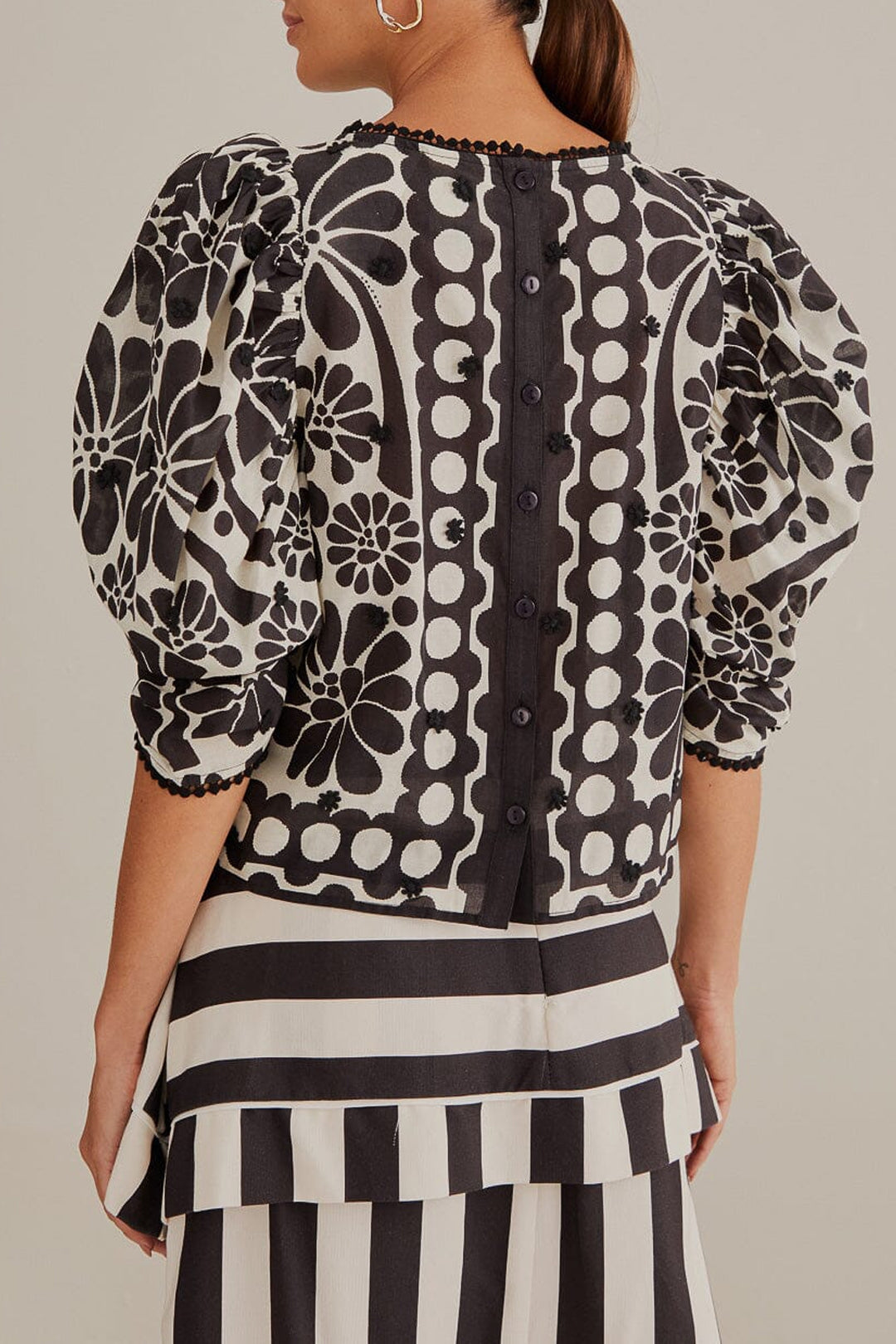 Blouse à manches bouffantes Palermo en coton - Noir