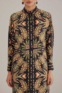 Chemise longue ceinturée Martina - Noir