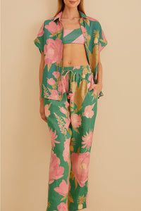Pantalon Winter Garden en lin - Vert