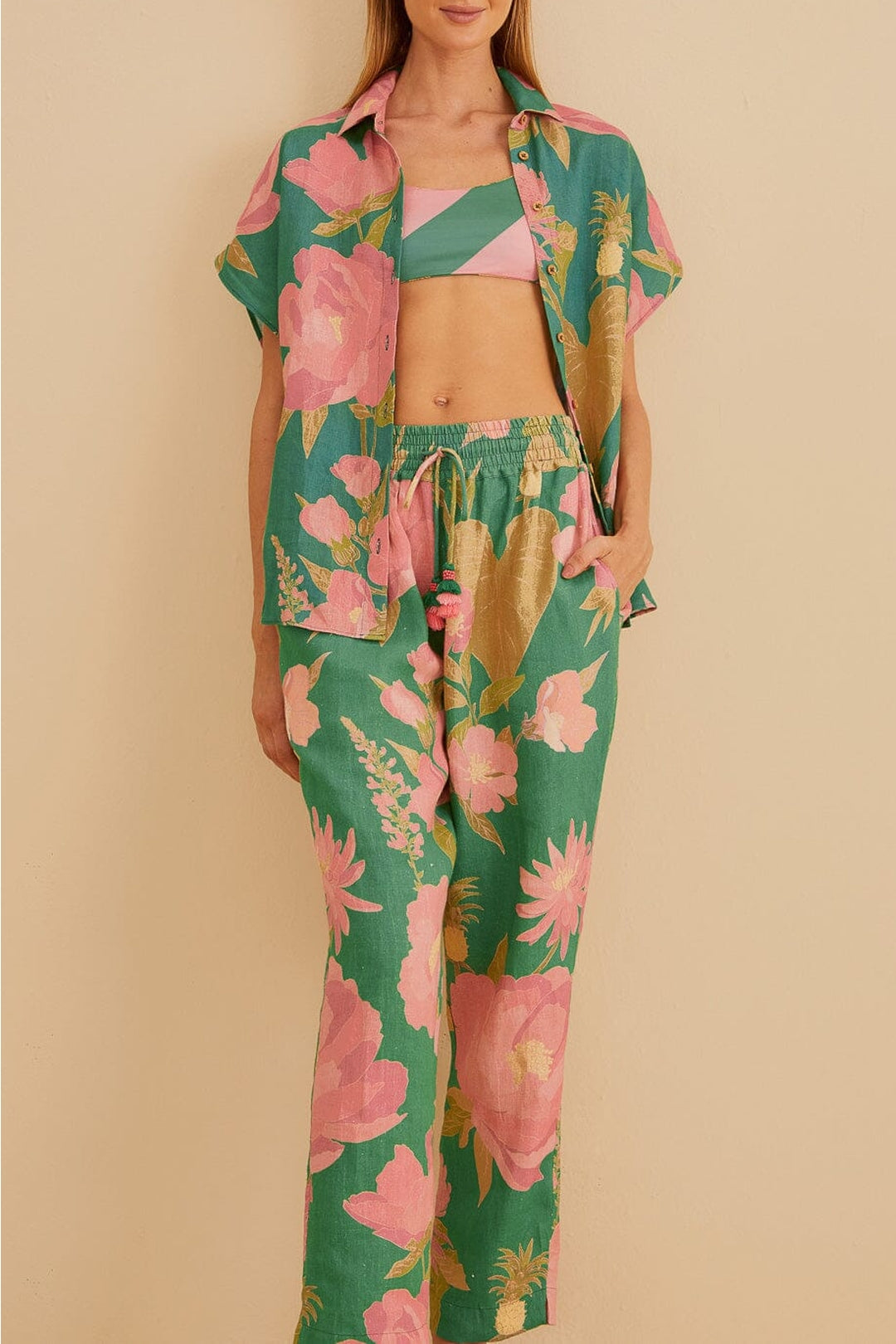 Pantalon Winter Garden en lin - Vert