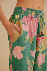 Pantalon Winter Garden en lin - Vert