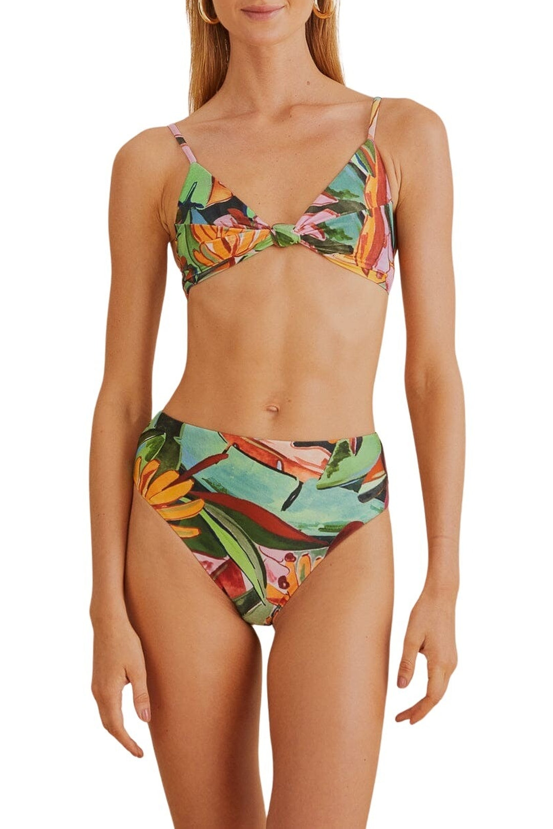 Bas de bikini taille haute Banana Foliage - Multicolore