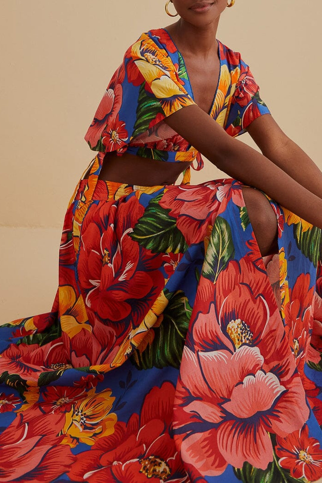 Jupe longue Chita d'hiver en coton - Multicolore
