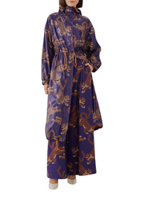 Parka à imprimé léopard - Bleu
