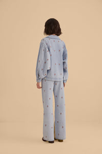 Embroidered denim trousers - Blue