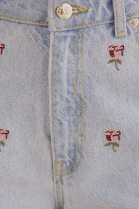 Embroidered denim trousers - Blue