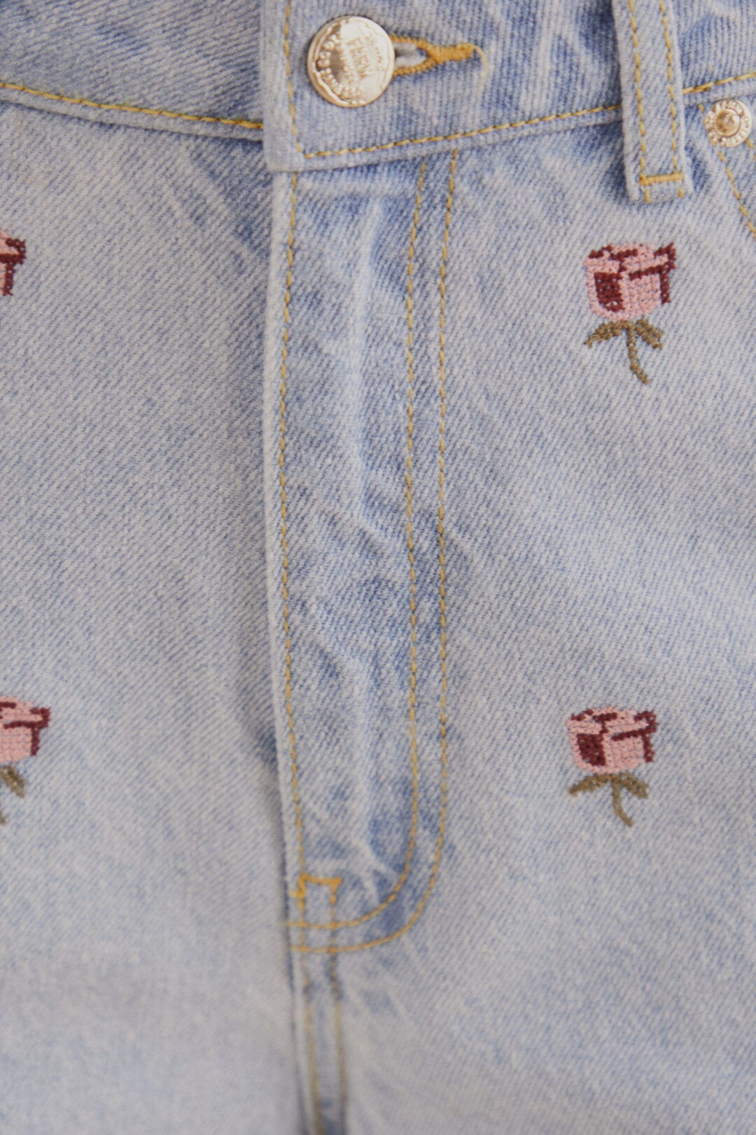 Embroidered denim trousers - Blue