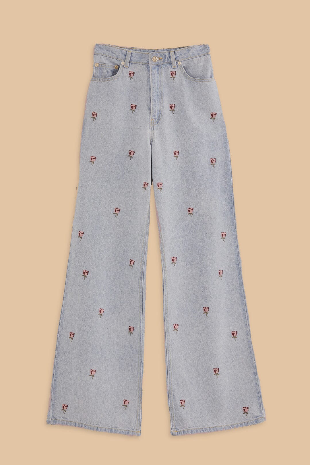 Embroidered denim trousers - Blue