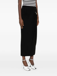 Stretch Viscose Double Layer Long Skirt With "Gaultier" Piercing - Black
