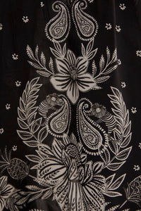 Robe longue à motif cachemire en coton - Noir