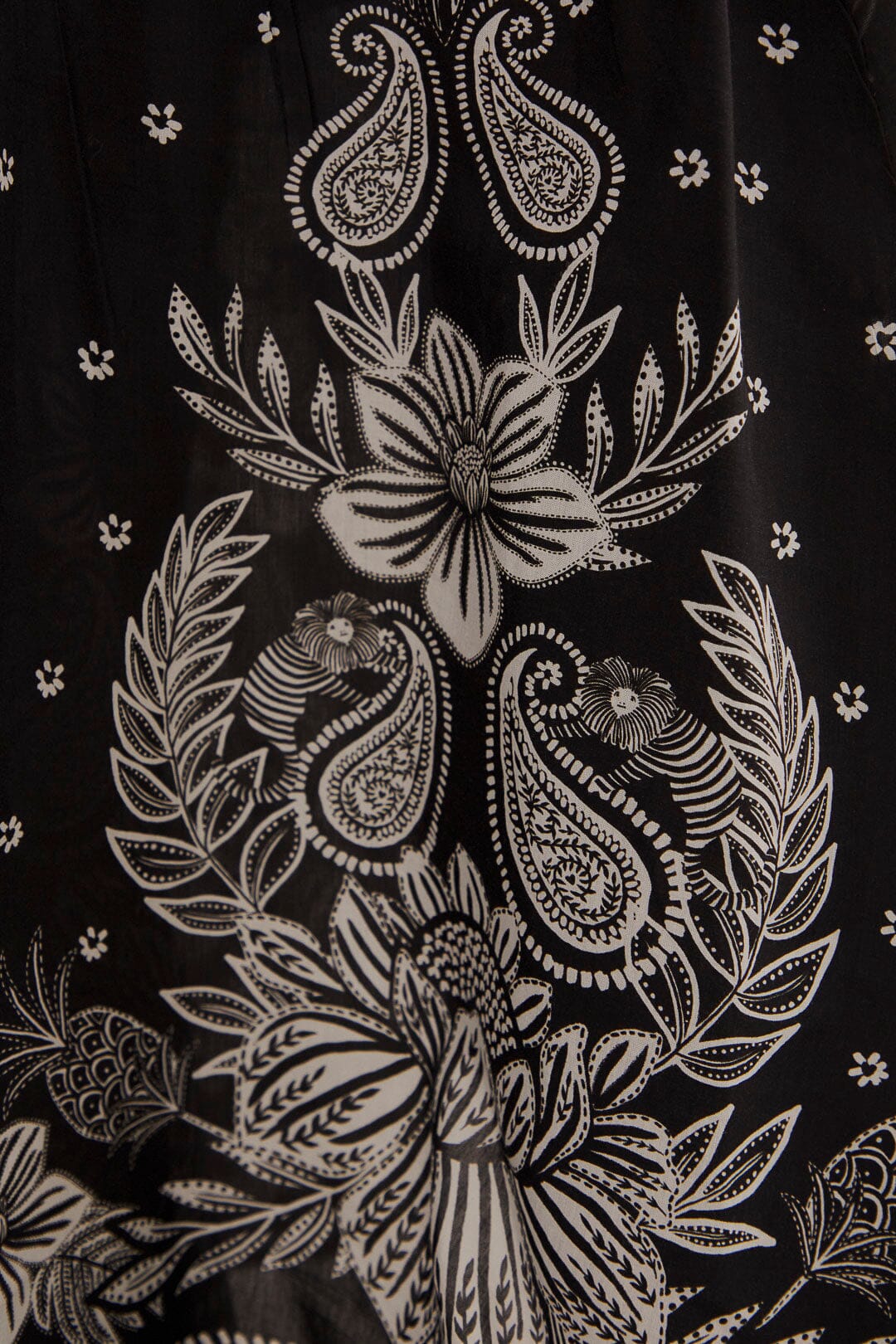 Robe longue à motif cachemire en coton - Noir