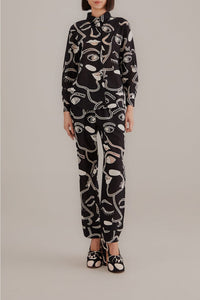 Chemise Richelieu Faces en coton - Noir