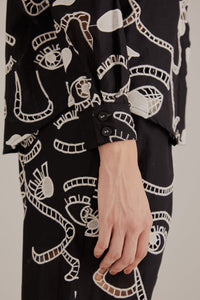 Chemise Richelieu Faces en coton - Noir