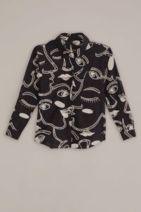 Chemise Richelieu Faces en coton - Noir
