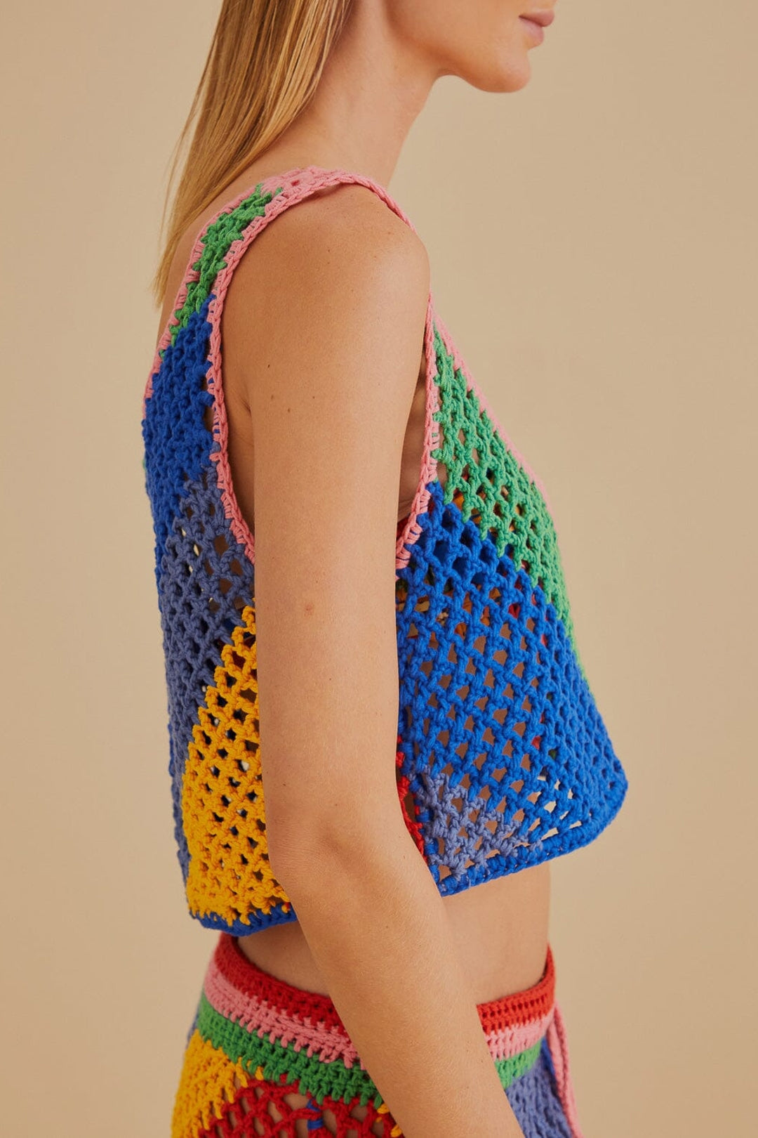 Diagonal Stripes Crochet Multicolor Top Plage - Diagonal Stripes Crochet Multicolor