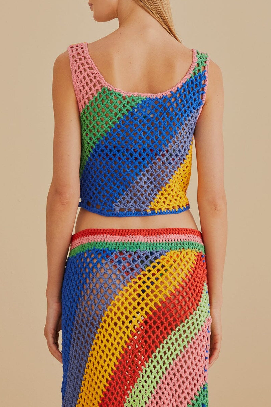 Diagonal Stripes Crochet Multicolor Top Plage - Diagonal Stripes Crochet Multicolor