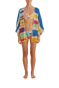 Kimono à rayures en coton - Multicolore