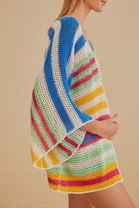 MEDIA OFF LINE_Kimono à rayures en coton - Multicolore