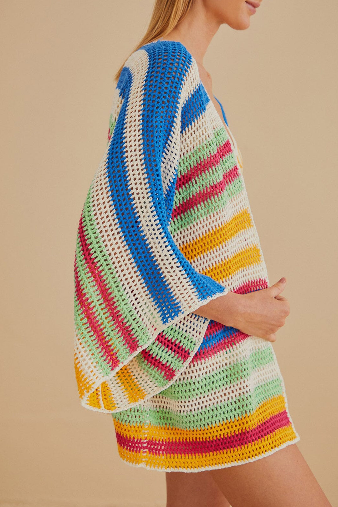 MEDIA OFF LINE_Kimono à rayures en coton - Multicolore