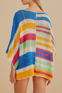 MEDIA OFF LINE_Kimono à rayures en coton - Multicolore