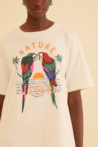 T-shirt Nature Lovers en coton - Blanc