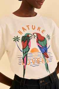 T-shirt Nature Lovers en coton - Blanc