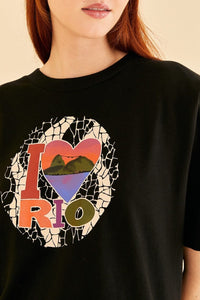 T-shirt I Love Rio en coton - Noir