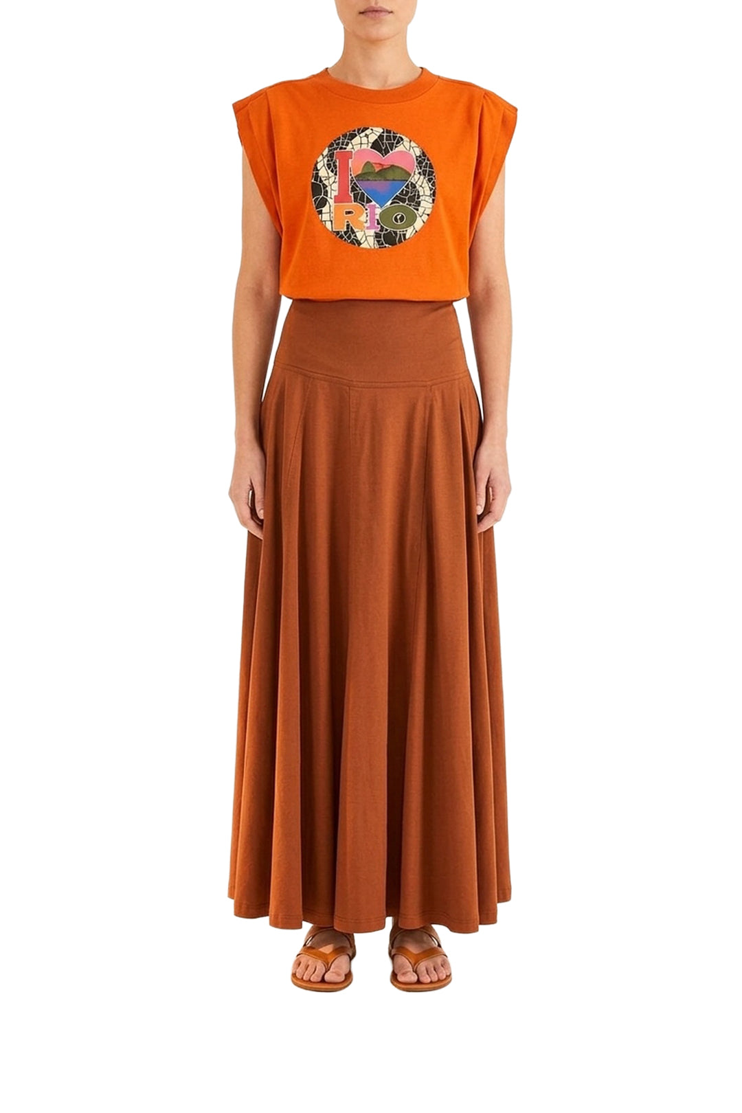 T-shirt I Love Rio sans manches en coton - Orange