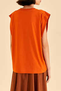 T-shirt I Love Rio sans manches en coton - Orange
