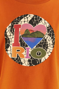 T-shirt I Love Rio sans manches en coton - Orange