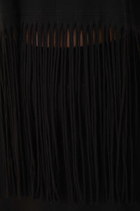 T-shirt à franges en coton - Noir