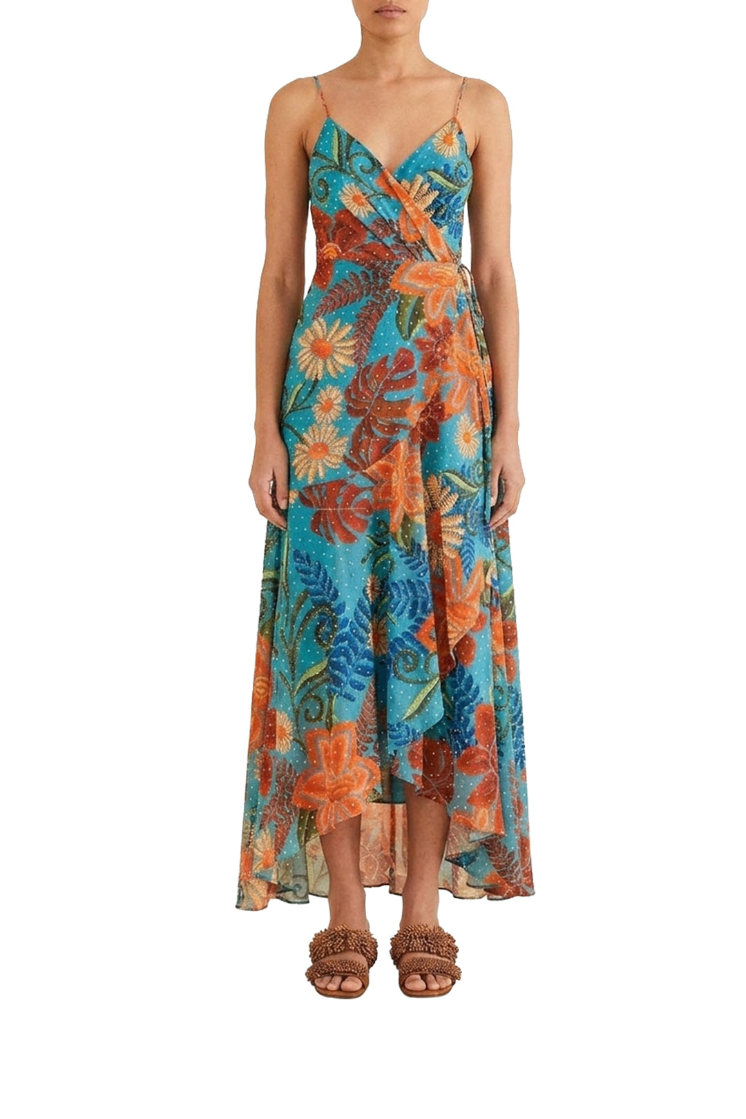 Robe midi Flower Dream - Bleu
