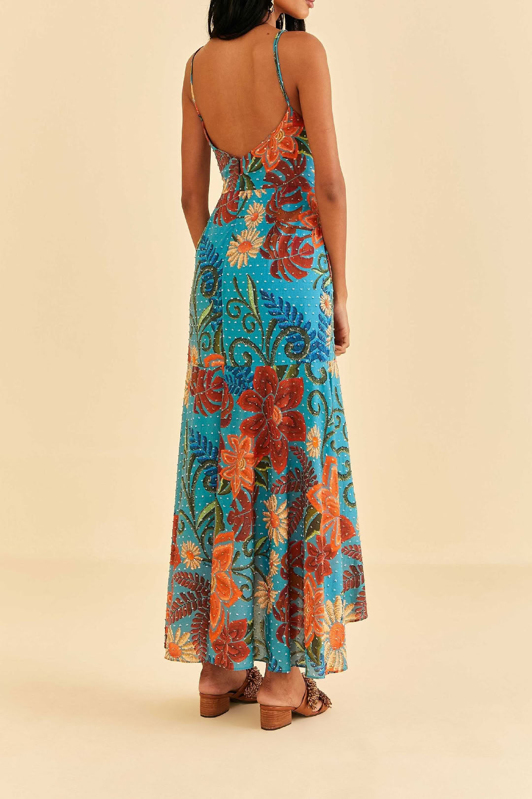 Robe midi Flower Dream - Bleu