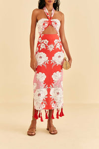 Robe longue Soft Garden en lin - Orange
