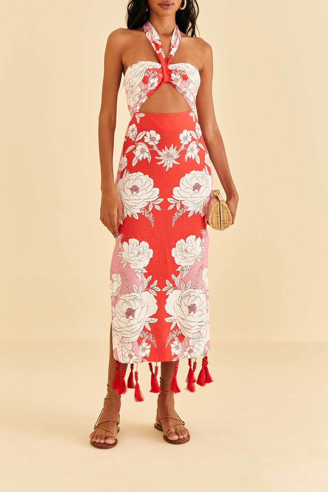 Robe longue Soft Garden en lin - Orange